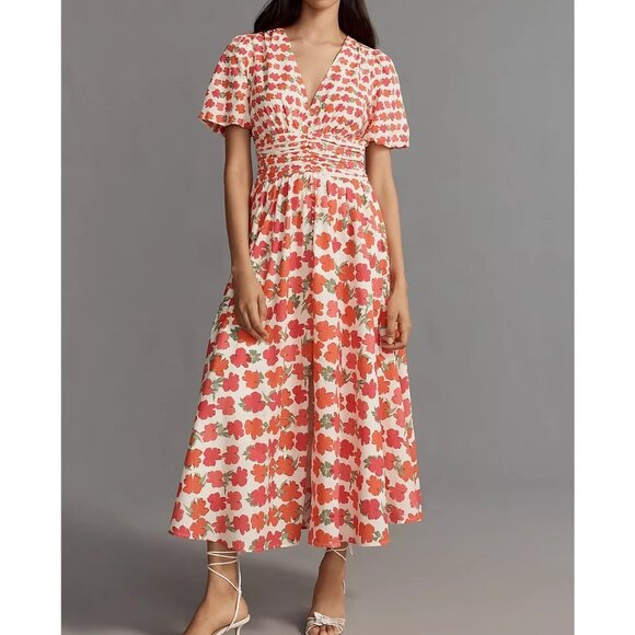 Anthropologie The Katerina Button-Front Dress Maxi Poppy Floral Plus Size 2X NWT - Picture 5 of 6